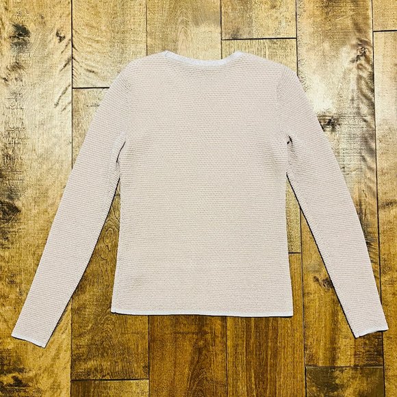 Club Monaco Beige Crewneck Merino Wool Sweater with Subtle Metallic Shimmer - Picture 8 of 8